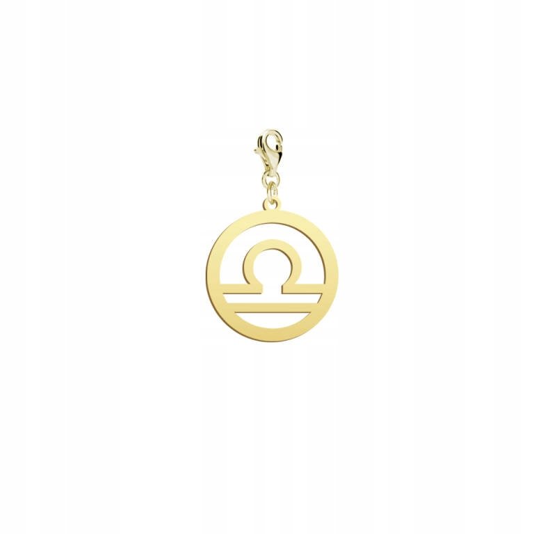 Pozłacany Charms Znak zodiaku WAGA DEDYKACJA