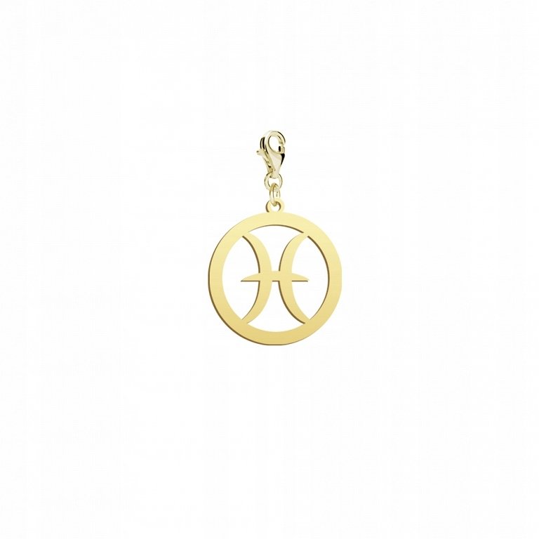 Pozłacany Charms Znak zodiaku RYBY DEDYKACJA