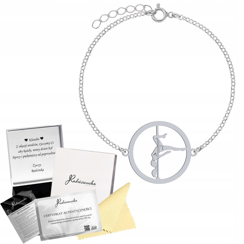 Bransoletka Srebrna Pole Dance Srebro 925 Grawer Gratis Biżuteria Prezent