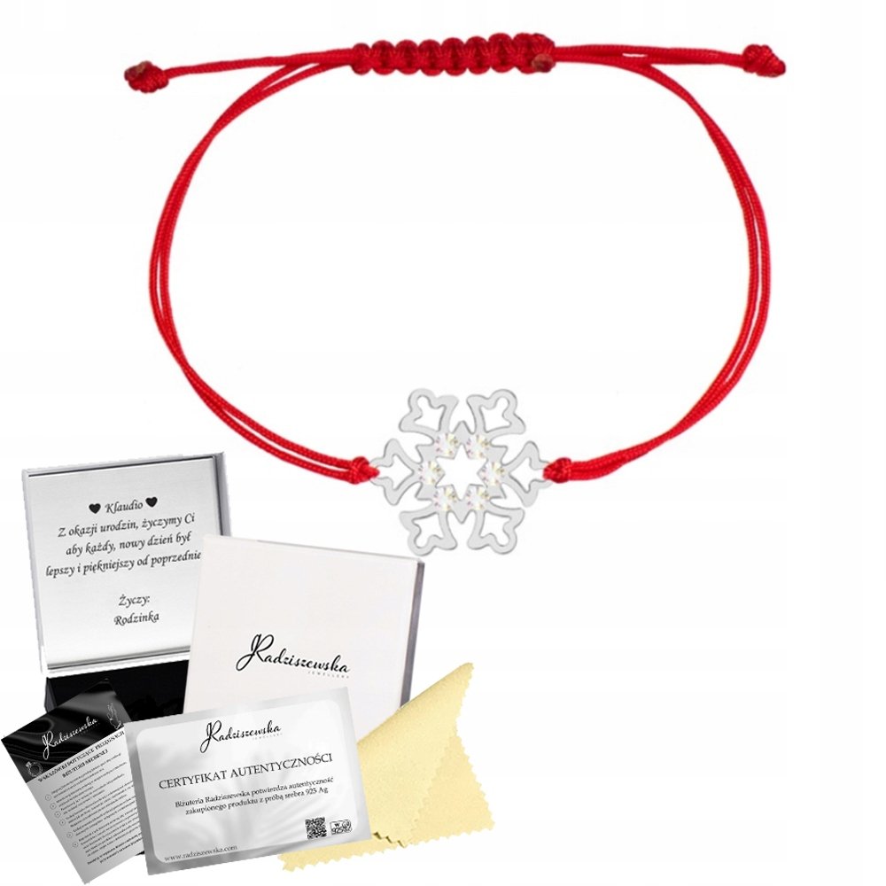 Bransoletka Srebrna Płatek Śniegu Boże Narodzenie 925 ŻYCZENIA GRATIS