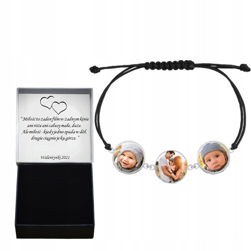 Bransoletka Srebrna ze Zdjęciami Personalizacja 925 GRAWER DEDYKACJA GRATIS
