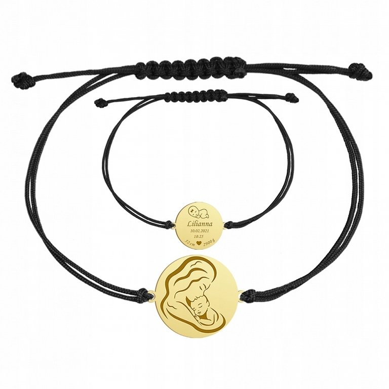 Bransoletka Pozłacana Imię Dziecka Metryczka Narodziny Prezent 925 GRAWER