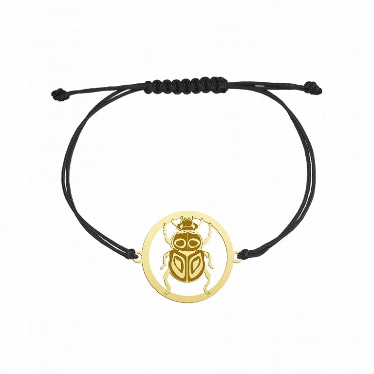 Bransoletka Złota Skarabeusz Sznurek 925 Biżuteria Prezent GRAWER GRATIS