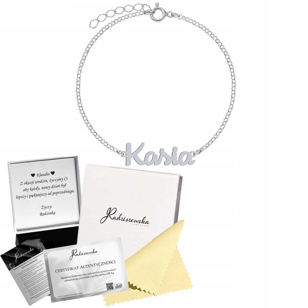 Bransoletka Srebrna z Imieniem Napisem SREBRO 925 Łańcuszek Prezent