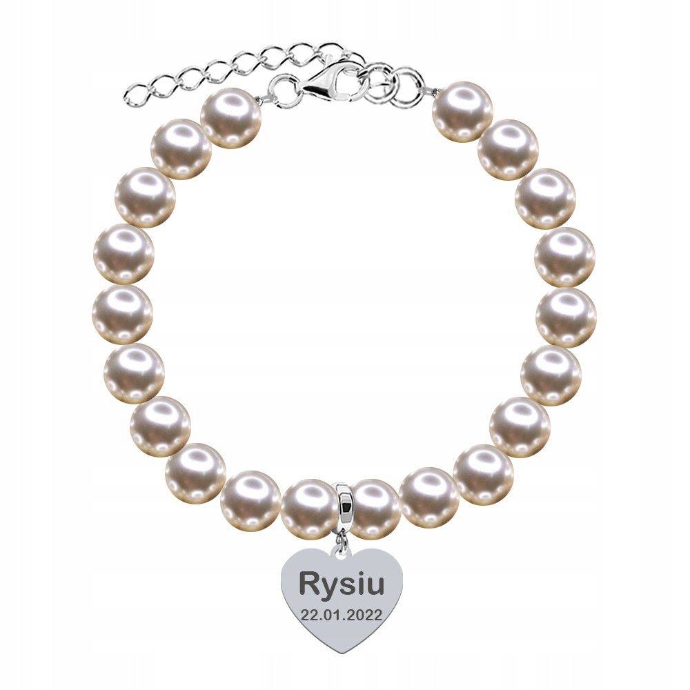Bransoletka z Zawieszką Perły Prezent na Dzień Mamy Grawer Życzenia Grati