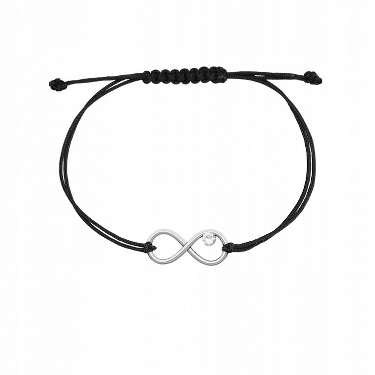 Bransoletka Nieskończoność Srebro 925 Sznurek Prezent DEDYKACJA GRATIS