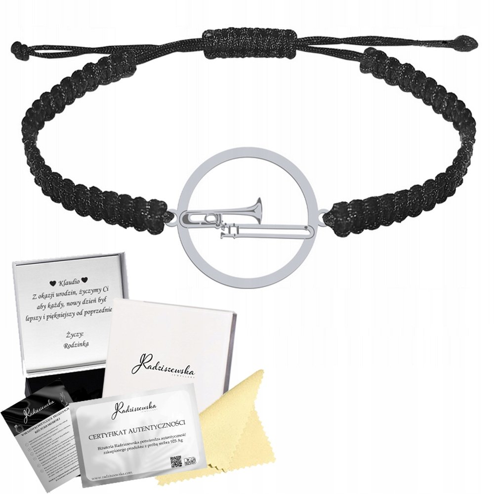 Bransoletka Srebrna Puzon Makrama Prezent Biżuteria 925 GRAWER GRATIS