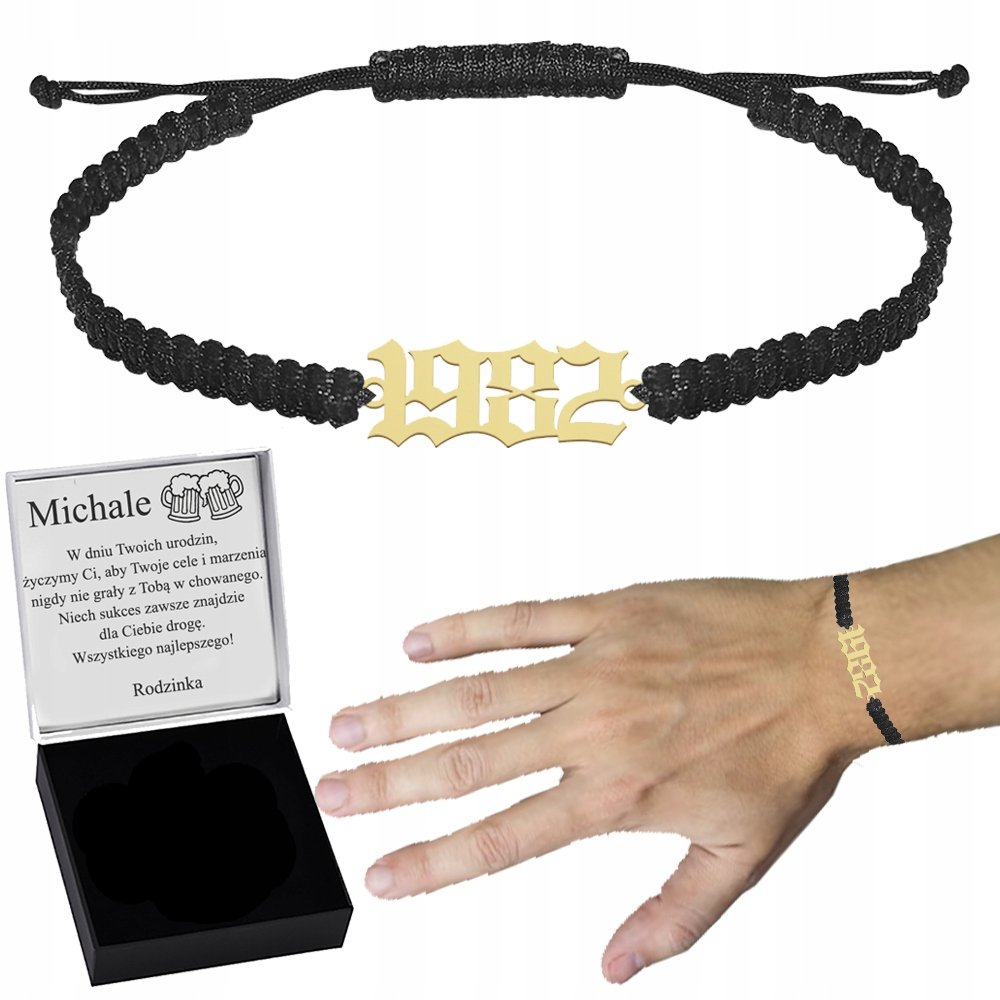 Pozłacana Bransoletka Data Rocznik DEDYKACJA