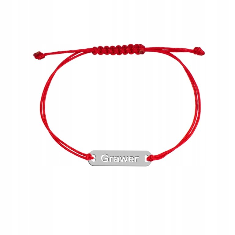 Bransoletka z GRAWEREM blaszka srebro925 sznurek