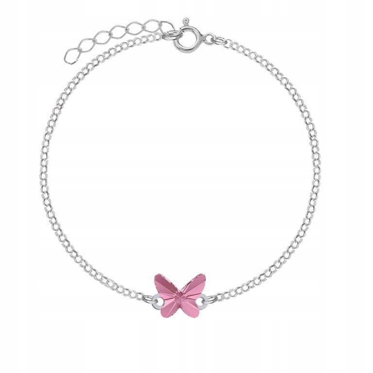 Srebrna bransoletka MOTYL różne kolory DEDYKACJA