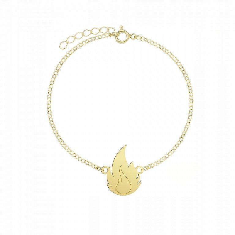Bransoletka Pozłacana na Nogę Płomień 925 Prezent Biżuteria GRAWER GRATIS