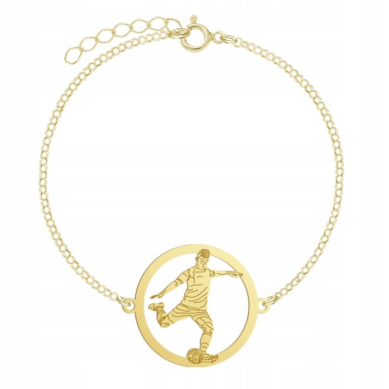 Bransoletka Złota Piłka Nożna Piłkarz 925 GRAWER DEDYKACJA GRATIS