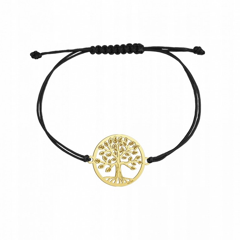 Bransoletka Pozłacana Drzewko Szczęścia Sznurek 925 Dedykacja Prezent
