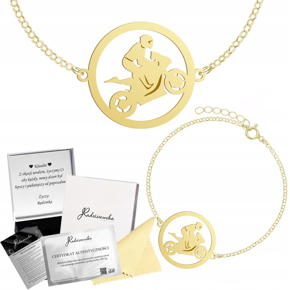 Bransoletka Złota Ścigacz Srebro 925 Ankier Grawer Gratis Prezent Biżuteria