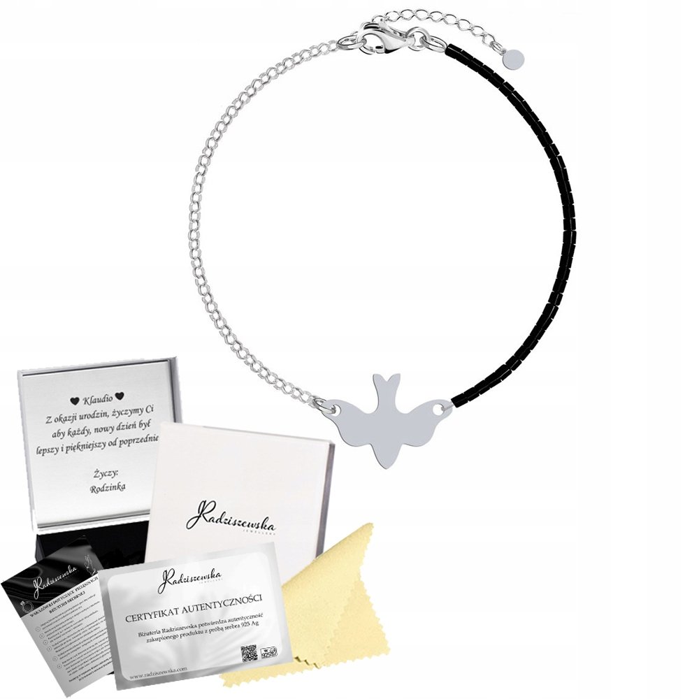 Bransoletka Srebrna Gołębica Duch Święty 925 Prezent GRAWER ŻYCZENIA GRATIS