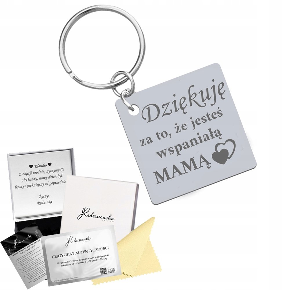 Brelok dla Mamy Imię Dziecka DZIEŃ MATKI Prezent Kobieta ŻYCZENIA GRATIS