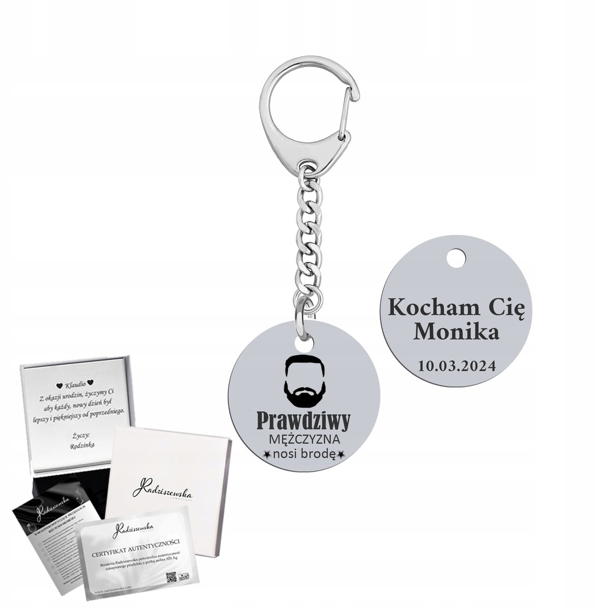 Brelok do Kluczy Męski Prawdziwy Mężczyzna Dzień Ojca Prezent GRAWER GRATIS