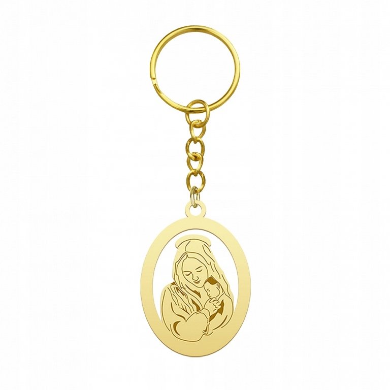 Brelok do kluczy Złoty Matka Boska 925 Prezent GRAWER GRATIS