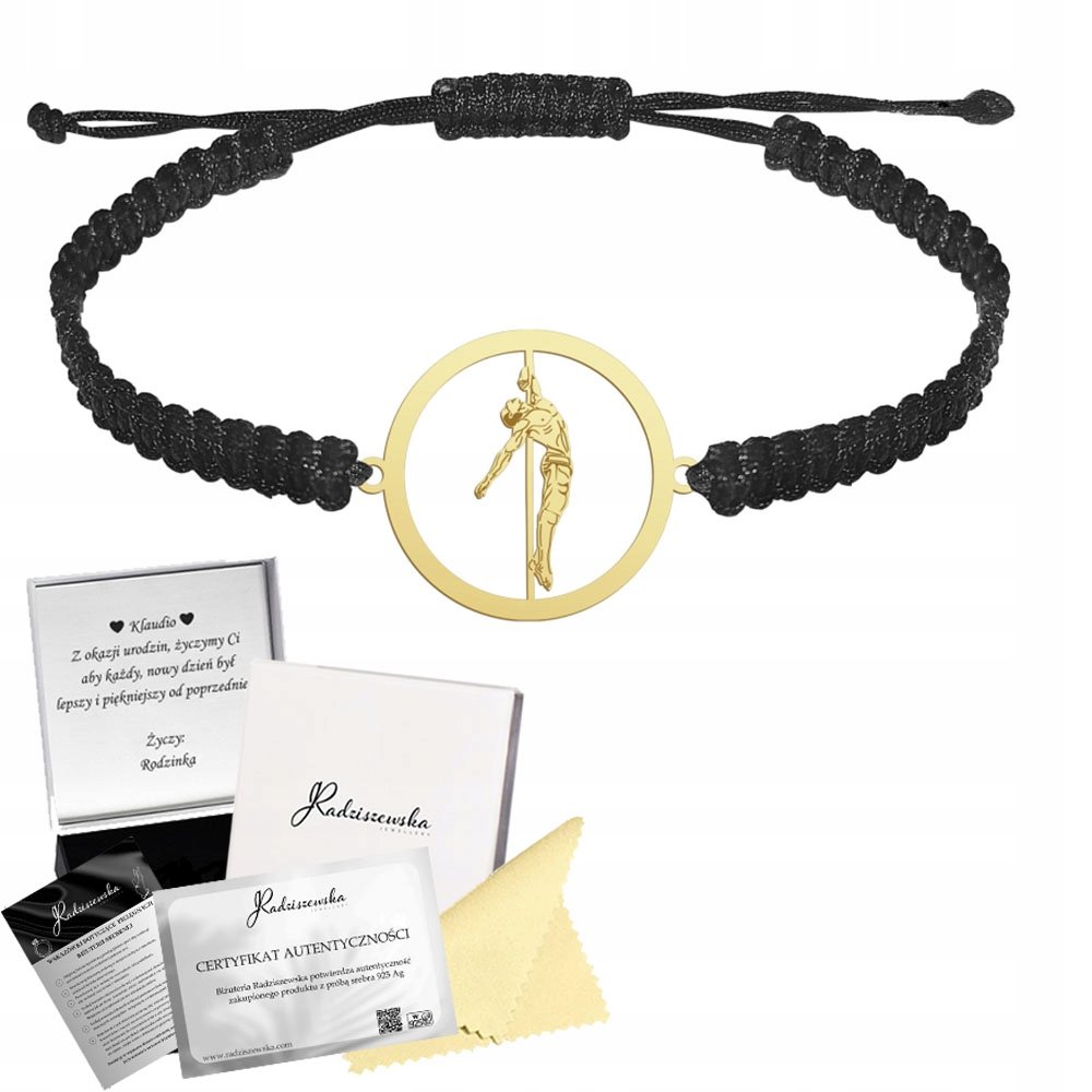 Bransoletka Złota Pole Dance Męski Srebro 925 Grawer Makrama Biżuteria