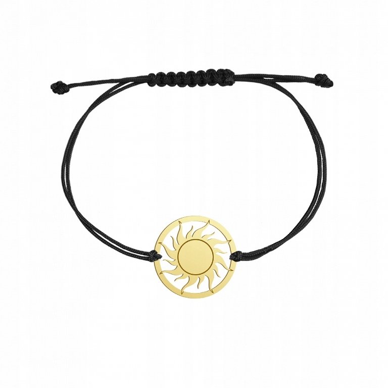 Bransoletka Pozłacana Słońce 925 Prezent Biżuteria Sznurek