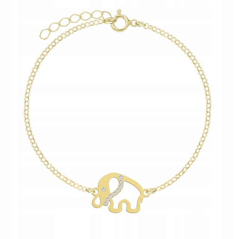 Pozłacana Bransoletka SŁONIK DEDYKACJA