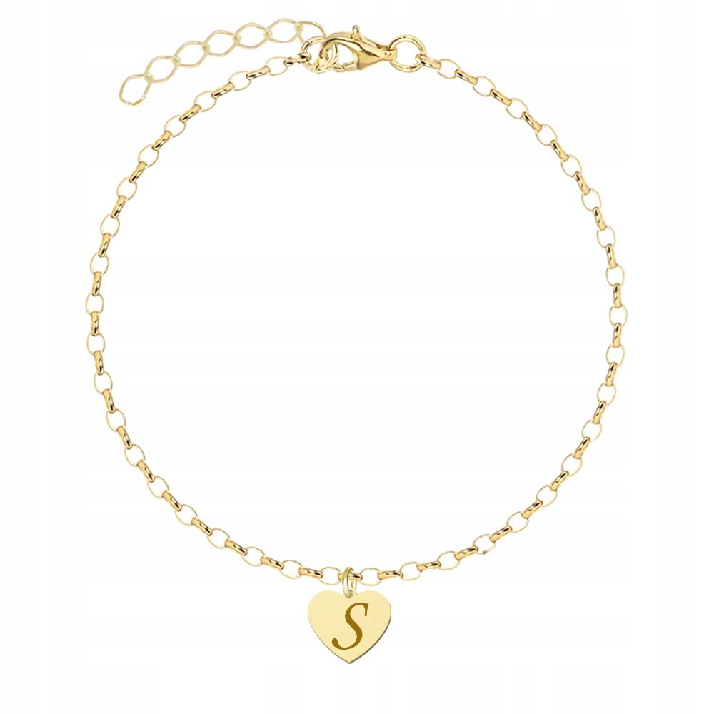 Bransoletka Złota Serce z Grawerem Srebro 925 Grawer Łańcuszek Prezent