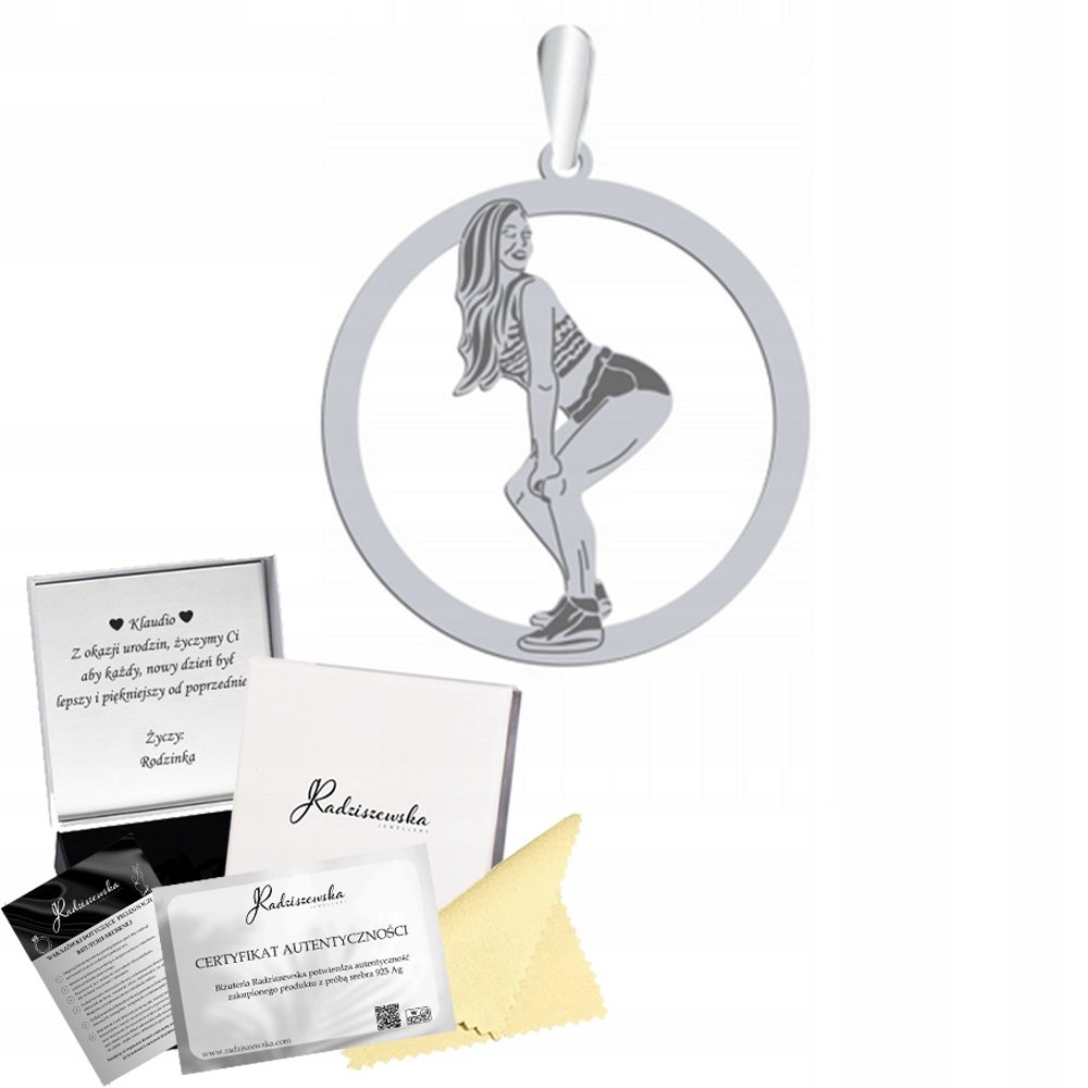 Zawieszka Srebrna werking Twerk Srebro 925 Prezent Biżuteria GRAWER GRATIS