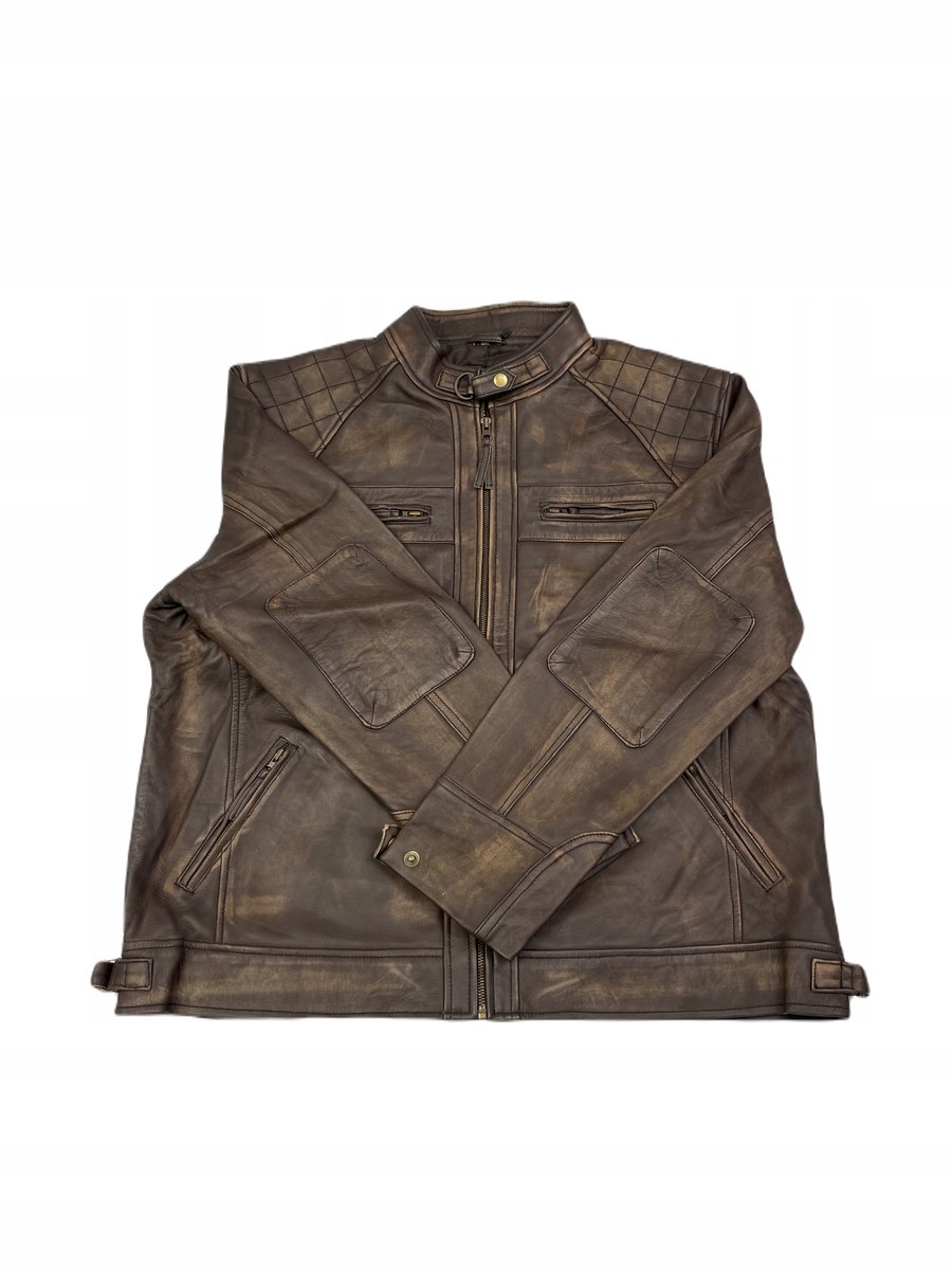 Skórzana kurtka męska brązowa REAL LEATHER M