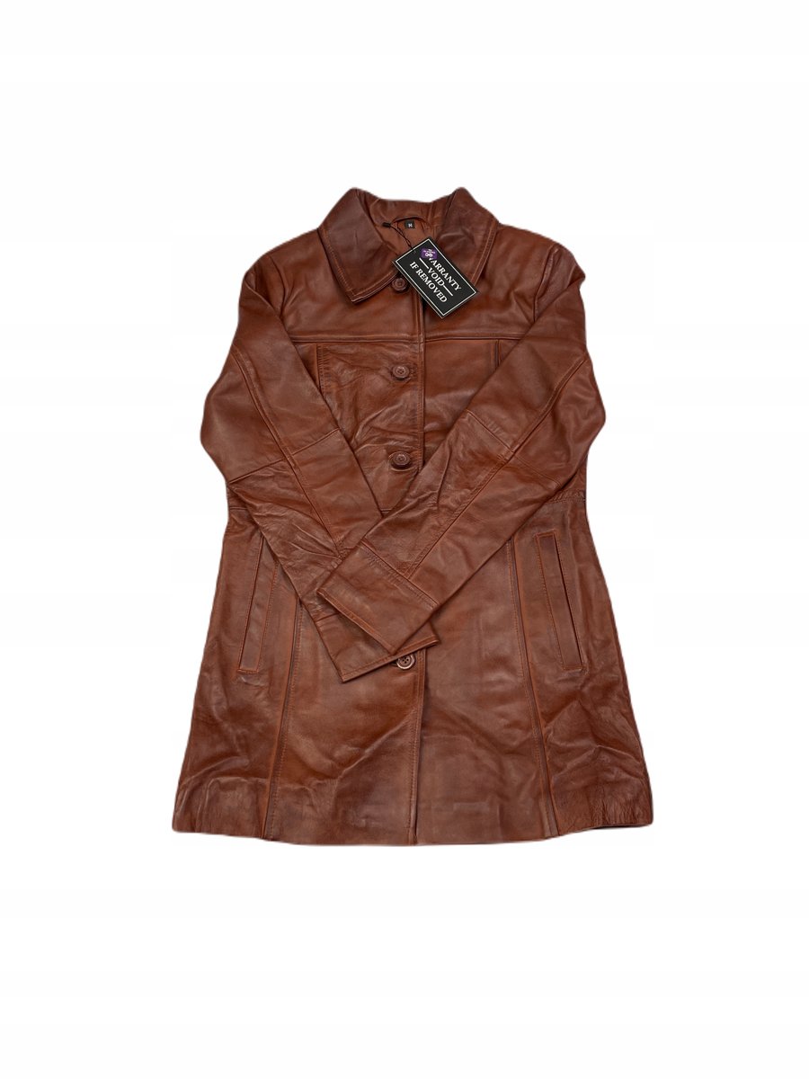 Skórzana kurtka damska brązowa REAL LEATHER M