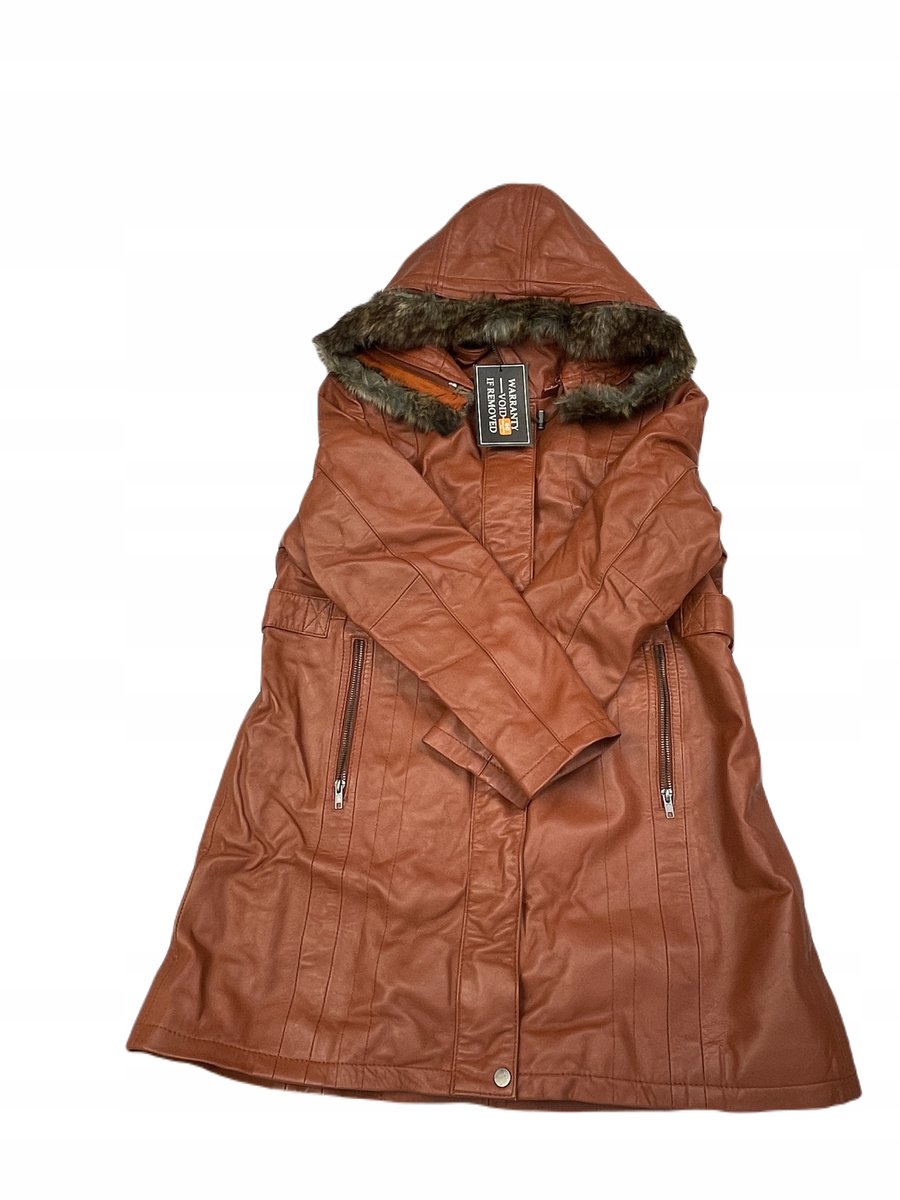 Skórzana kurtka damska brązowa REAL LEATHER XL