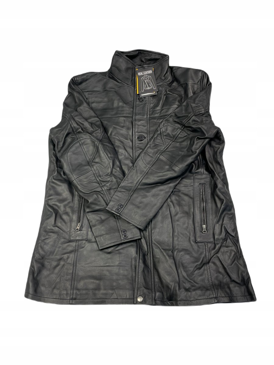 Skórzana kurtka męska czarna REAL LEATHER XXL