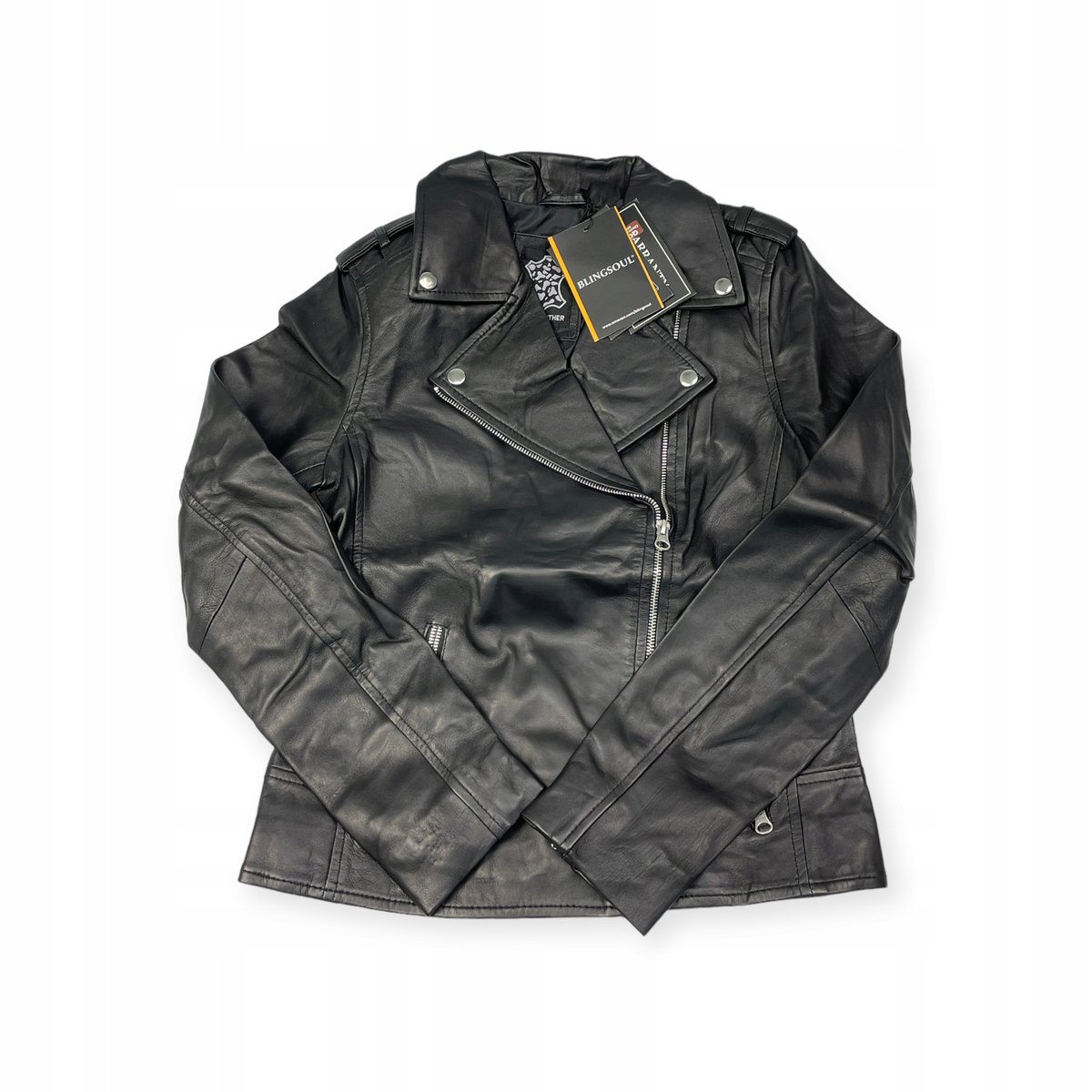 Skórzana kurtka damska czarna REAL LEATHER S