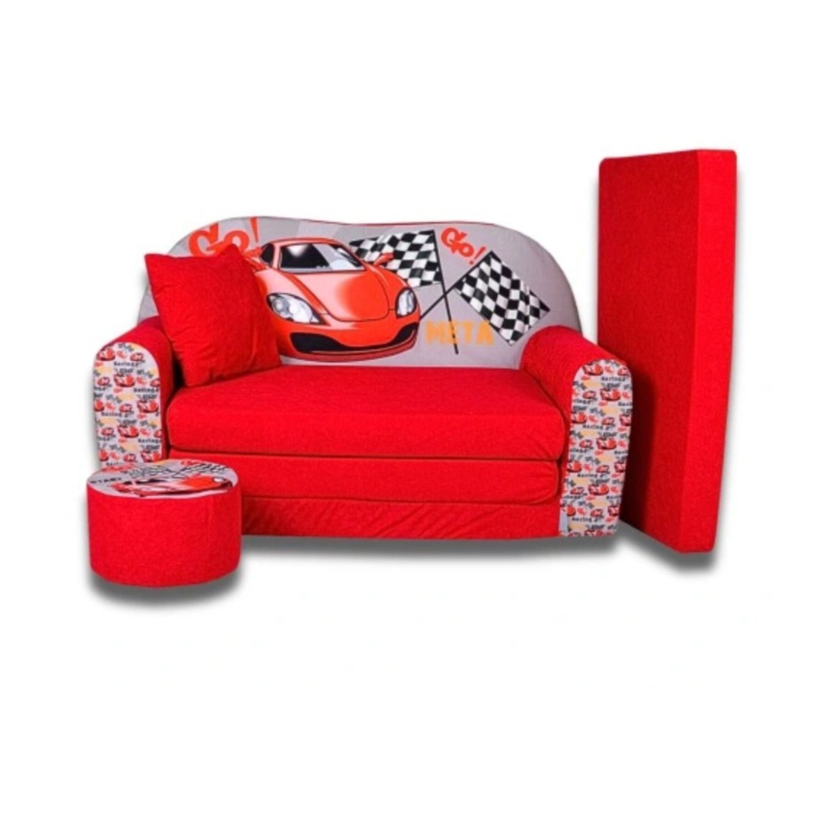 SOFA PIANKOWA ROZKŁADANA KANAPA SOFKA DZIECI MATERAC PODUSZKA ŁÓŻECZKO PUFA RACING