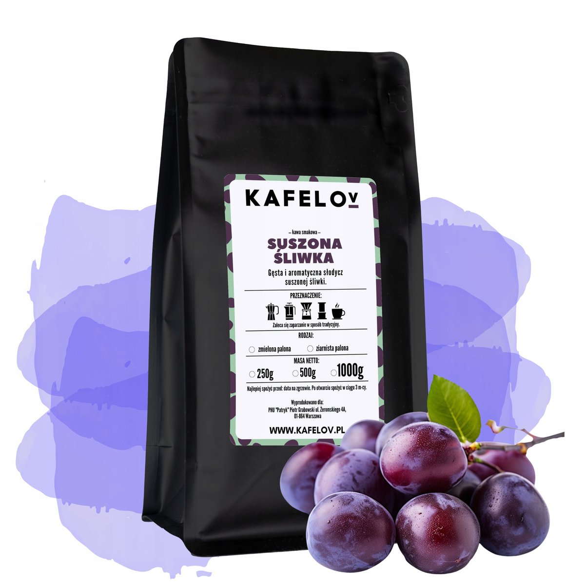 Kawa Kafelov smakowa SUSZONA ŚLIWKA 250g mielona
