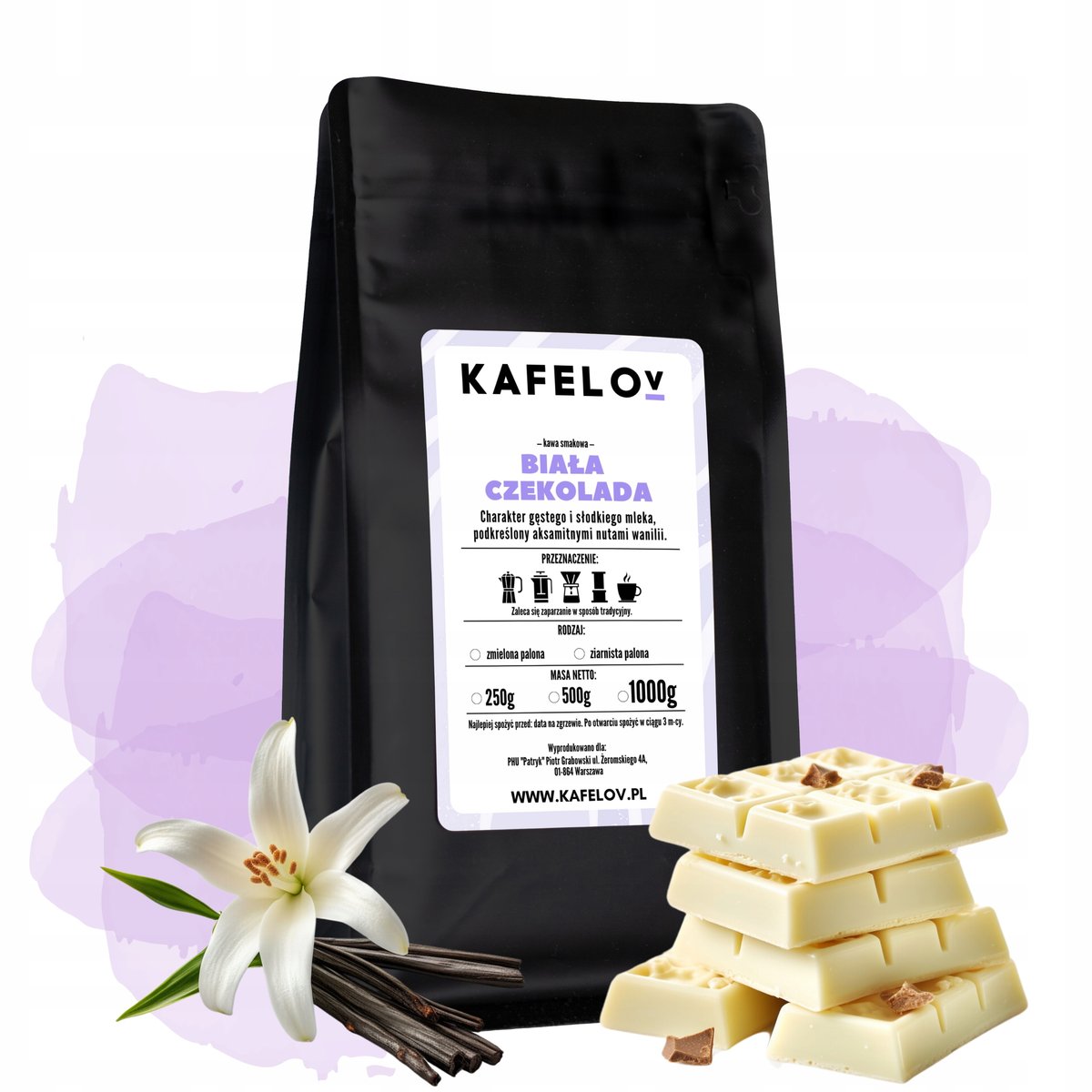 Kawa smakowa mielona 500g BIAŁA CZEKOLADA