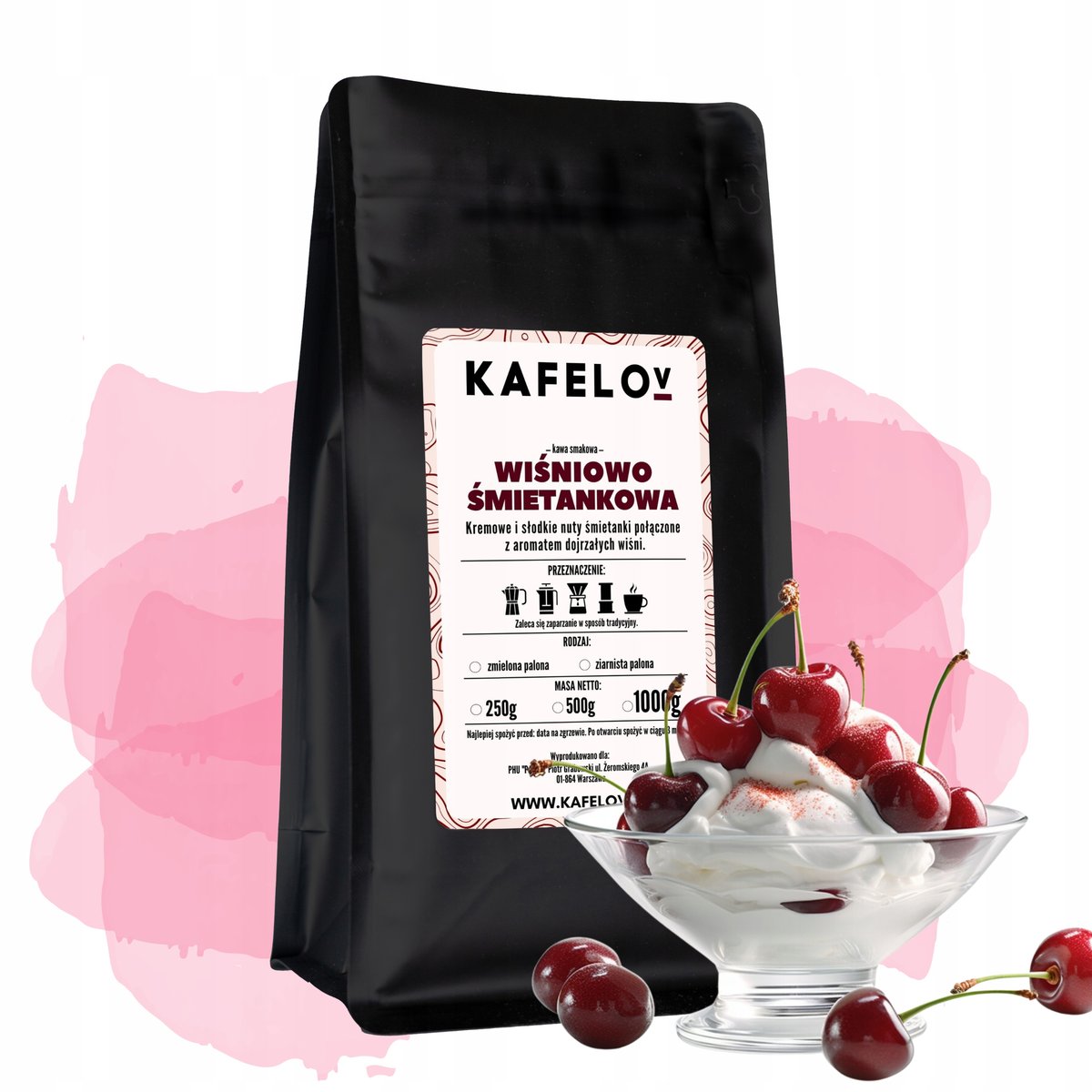 Kawa Kafelov WIŚNIOWO ŚMIETANKOWA 500g mielona