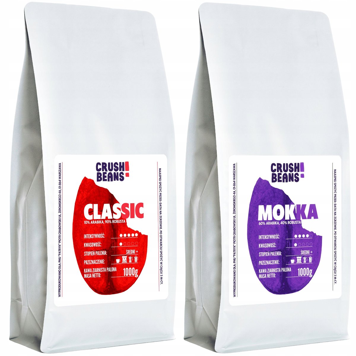 Kawa mielona 2kg CLASSIC+MOKKA Crush Beans MIX