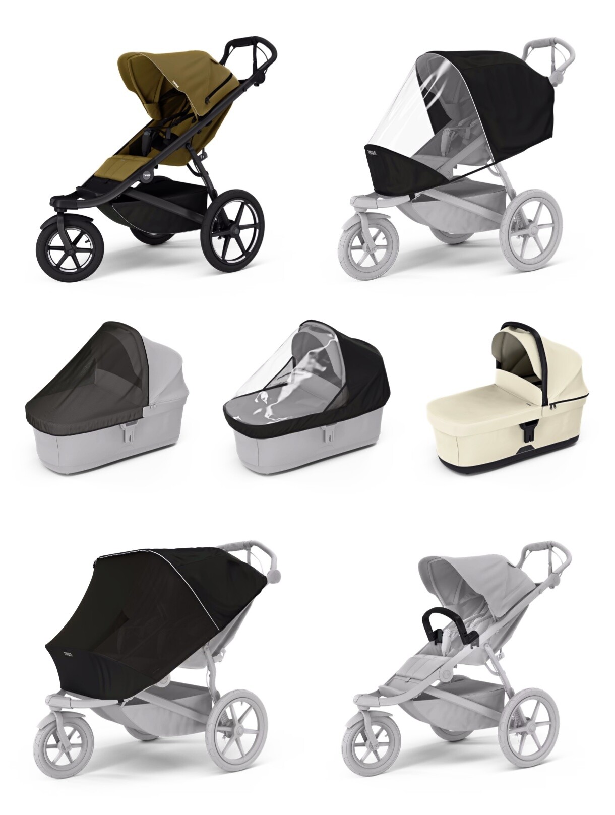 Wózek sportowy Thule Urban Glide 3 Nutria green + Bassinet Soft beige SET 7in1