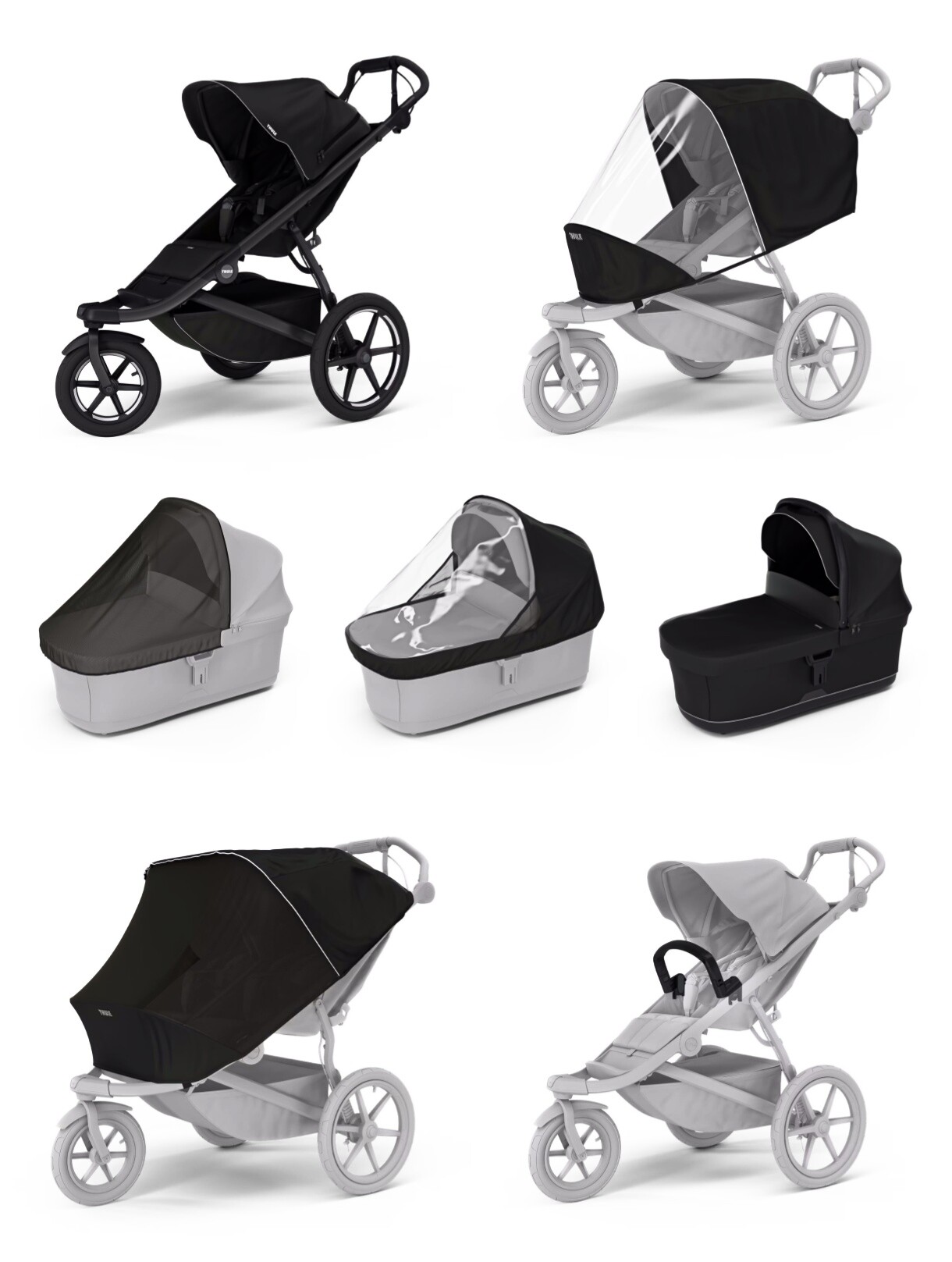 Wózek sportowy Thule Urban Glide 3 Black + Bassinet Black SET 7in1