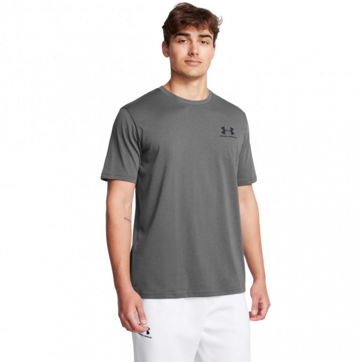 Męski t-shirt z nadrukiem Under Armour UA M Sportstyle LC SS - szary - UNDER ARMOUR