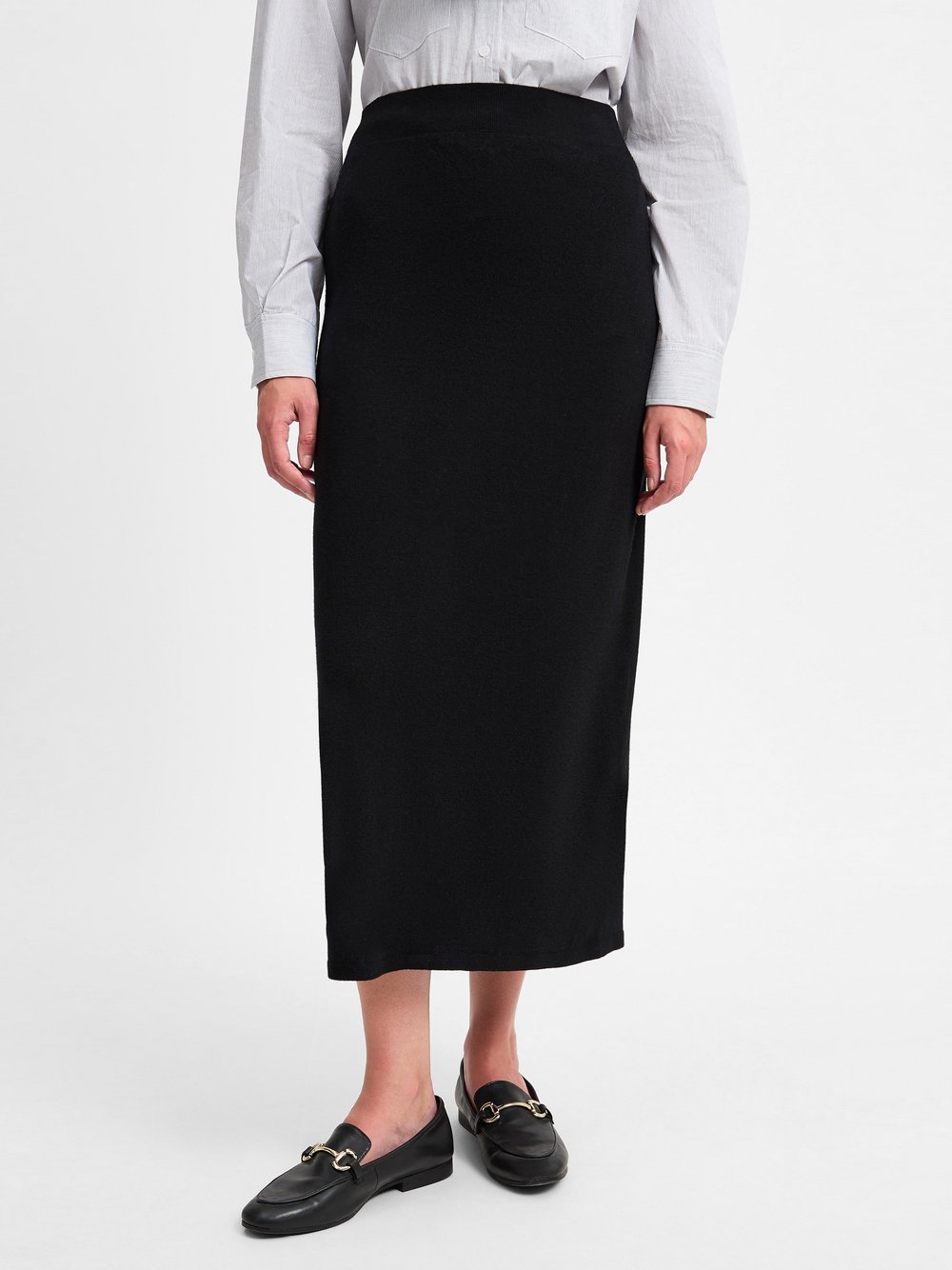 Marie Lund Collection Dzianinowa spódnica damska z wełny merynosów Kobiety Wełna merino czarny jednolity, S