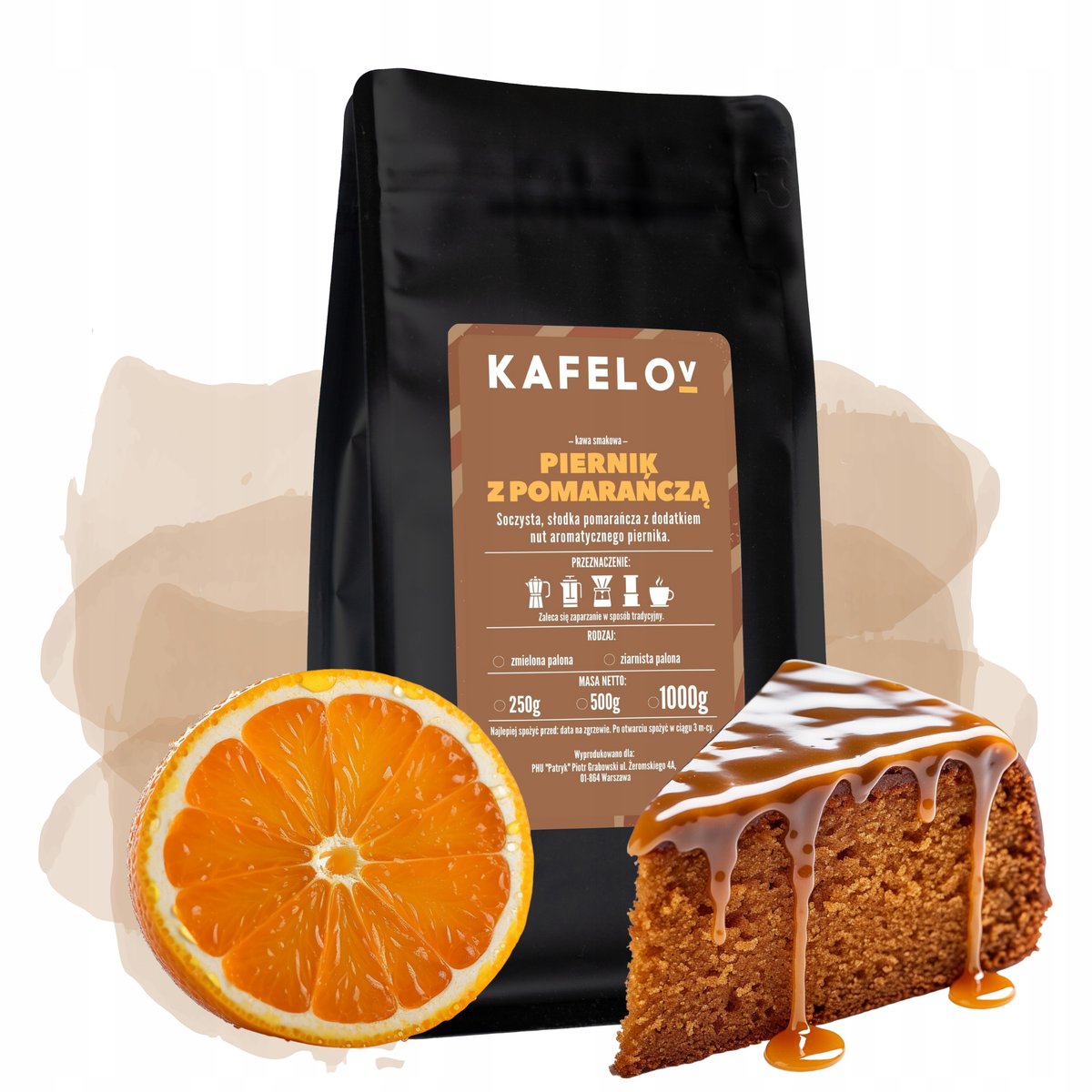 Kawa mielona 500g Kafelov PIERNIK Z POMARAŃCZĄ