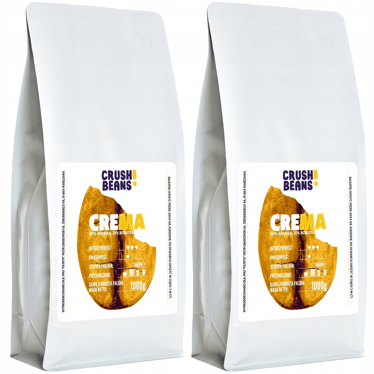 Kawa mielona 2kg CREMA Crush Beans ZESTAW