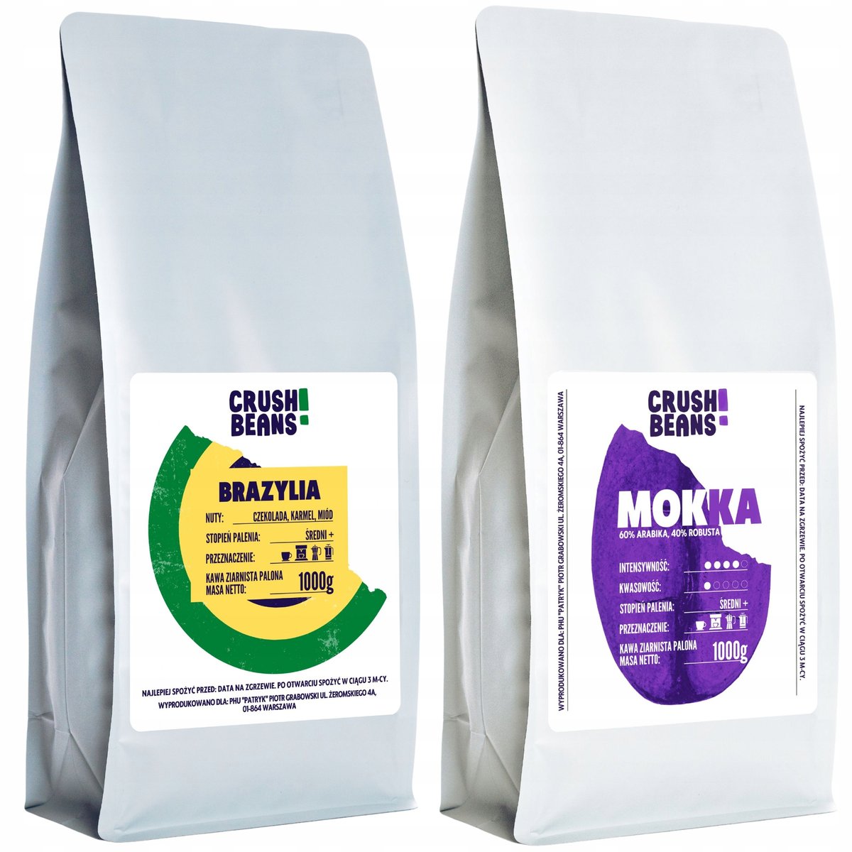 Kawa mielona 2kg BRAZYLIA + MOKKA Crush Beans