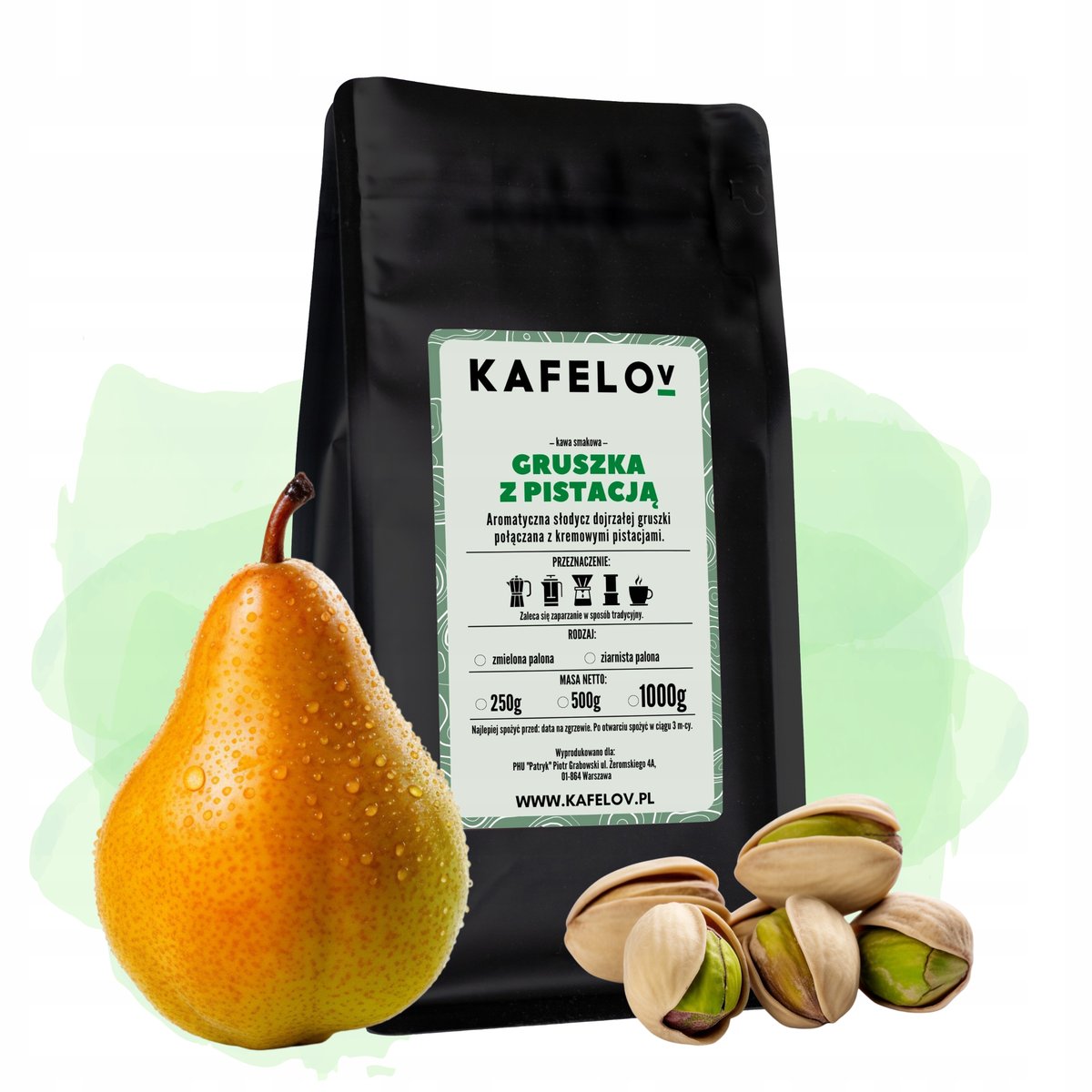 Kawa Kafelov GRUSZKA Z PISTACJĄ 500g mielona