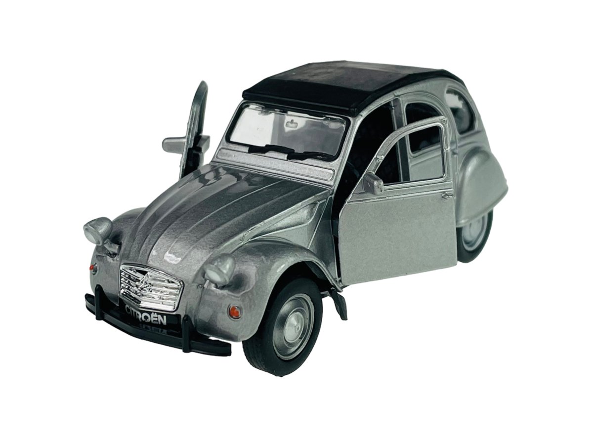 WELLY OLD TIMER CITROEN 2CV SREBRNY Z DACHEM 1:34