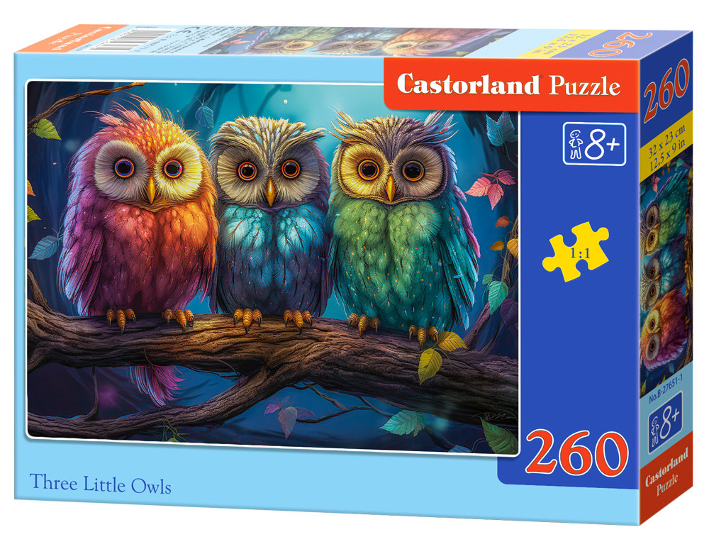 Puzzle 260 elementów. Trzy małe sowy