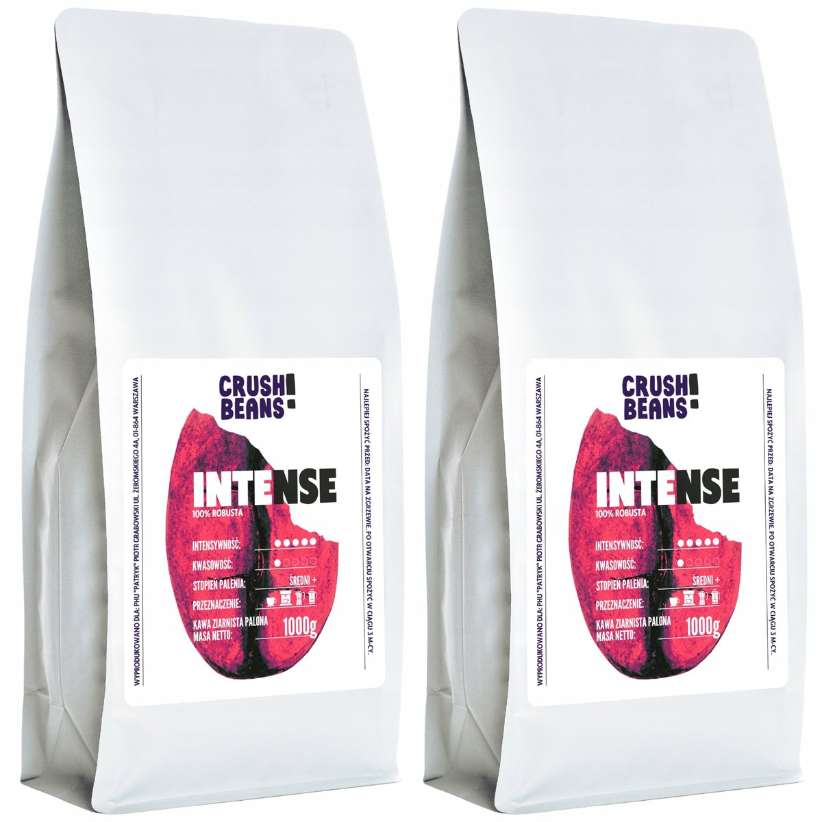 Kawa mielona 2kg INTENSE Crush Beans ZESTAW