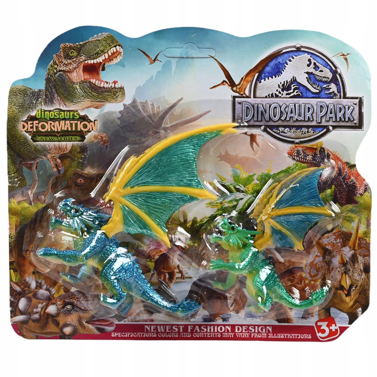 SMOK ZE SKRZYDŁAMI OGNISTA BESTIA SMOCZA ZABAWKA ZESTAW FIGUREK 2SZT