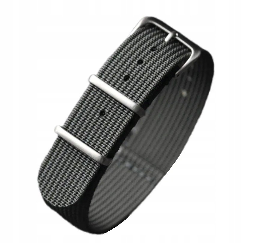 NOWY, CIEMNO SZARY, GRAFITOWY, PARCIANY NYLONOWY PASEK 22MM +TELESKOPY